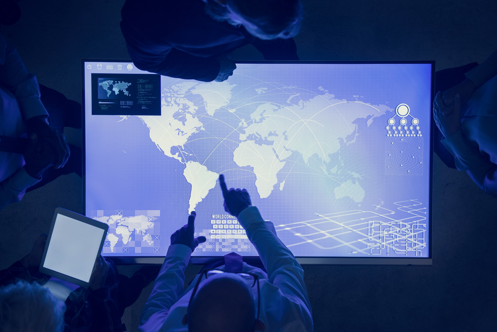 people in a technology cyber space meeting Golden